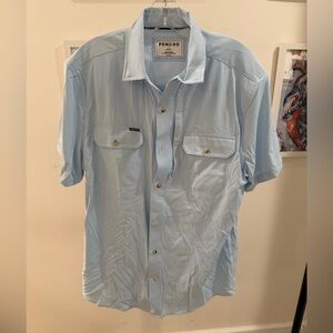Poncho Light Blue Casual Men's Shirt Slim Fit